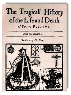 Cover from 1604 ed. of Christopher Marlowe" The Tragical History of Dr. Faustus "